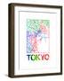 Tokyo Watercolor Street Map-NaxArt-Framed Art Print