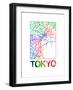 Tokyo Watercolor Street Map-NaxArt-Framed Art Print