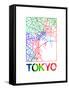 Tokyo Watercolor Street Map-NaxArt-Framed Stretched Canvas