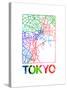 Tokyo Watercolor Street Map-NaxArt-Stretched Canvas