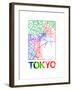 Tokyo Watercolor Street Map-NaxArt-Framed Art Print