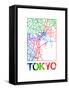 Tokyo Watercolor Street Map-NaxArt-Framed Stretched Canvas