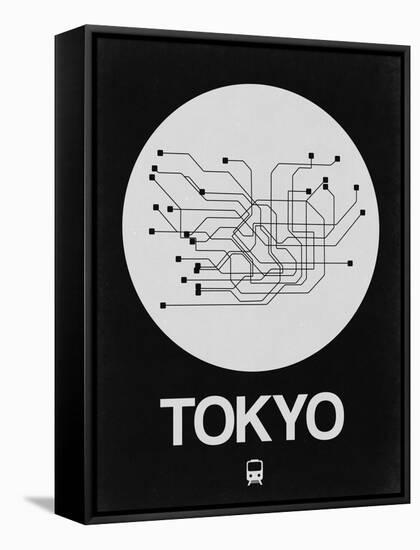 Tokyo White Subway Map-NaxArt-Framed Stretched Canvas