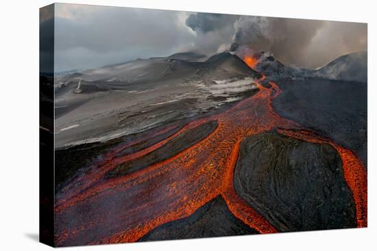 Tolbachik Volcano Erupting with Lava Flowing Down the Mountain Side-Sergey Gorshkov-Stretched Canvas
