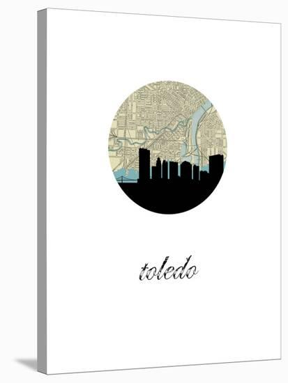 Toledo Map Skyline-Paperfinch 0-Stretched Canvas