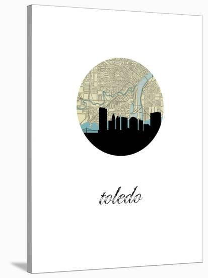 Toledo Map Skyline-Paperfinch 0-Stretched Canvas