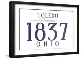 Toledo, Ohio - Established Date (Blue)-Lantern Press-Framed Art Print