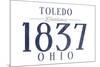 Toledo, Ohio - Established Date (Blue)-Lantern Press-Mounted Premium Giclee Print