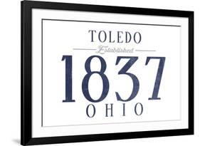 Toledo, Ohio - Established Date (Blue)-Lantern Press-Framed Art Print