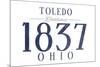 Toledo, Ohio - Established Date (Blue)-Lantern Press-Mounted Art Print