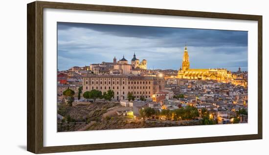 Toledo, Spain Town Skyline at Dusk at the Cathedral-Sean Pavone-Framed Photographic Print