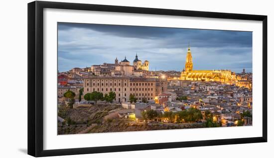 Toledo, Spain Town Skyline at Dusk at the Cathedral-Sean Pavone-Framed Photographic Print