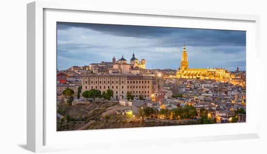 Toledo, Spain Town Skyline at Dusk at the Cathedral-Sean Pavone-Framed Photographic Print