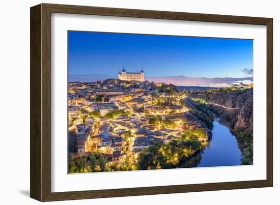 Toledo, Spain Town Skyline on the Tagus River at Dawn-Sean Pavone-Framed Photographic Print
