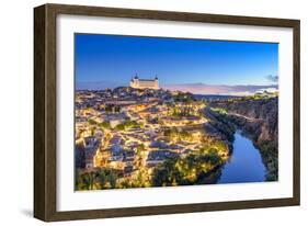 Toledo, Spain Town Skyline on the Tagus River at Dawn-Sean Pavone-Framed Photographic Print