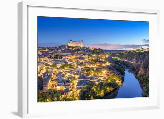 Toledo, Spain Town Skyline on the Tagus River at Dawn-Sean Pavone-Framed Photographic Print