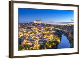 Toledo, Spain Town Skyline on the Tagus River at Dawn-Sean Pavone-Framed Photographic Print