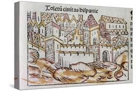 Toledo. Spanish City. Engraving. 15Th Century.-Tarker-Stretched Canvas