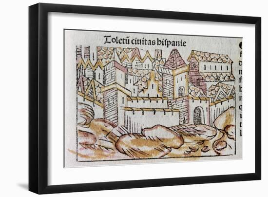 Toledo. Spanish City. Engraving. 15Th Century.-Tarker-Framed Giclee Print