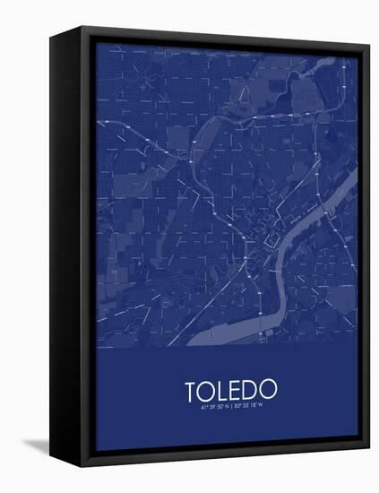 Toledo, United States of America Blue Map-null-Framed Stretched Canvas