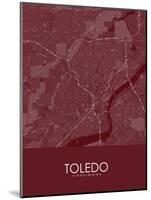 Toledo, United States of America Red Map-null-Mounted Poster