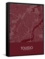 Toledo, United States of America Red Map-null-Framed Stretched Canvas
