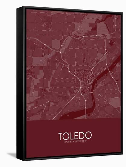 Toledo, United States of America Red Map-null-Framed Stretched Canvas