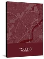 Toledo, United States of America Red Map-null-Stretched Canvas