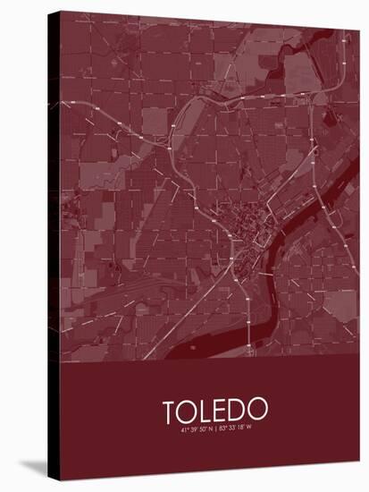 Toledo, United States of America Red Map-null-Stretched Canvas