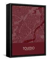 Toledo, United States of America Red Map-null-Framed Stretched Canvas