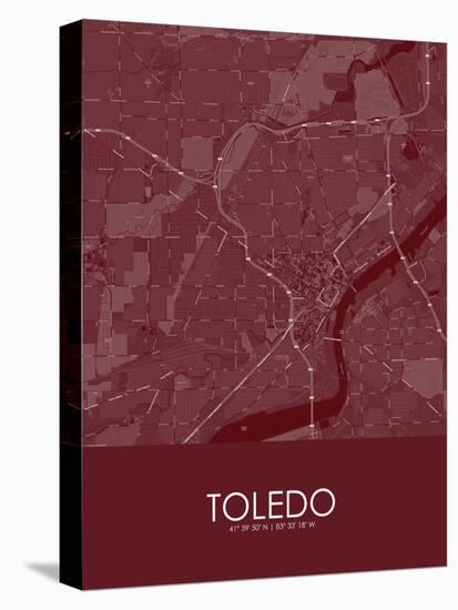 Toledo, United States of America Red Map-null-Stretched Canvas