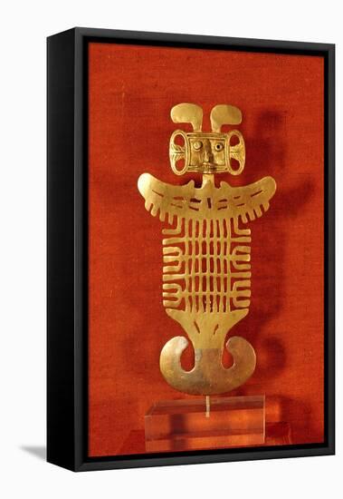 Tolima Ornament in the Forma of a Human-Headed Bird, from Colombia-null-Framed Stretched Canvas