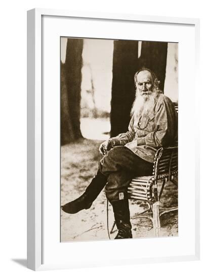 Tolstoy in His Later Years at His Country Estate--Framed Photographic Print