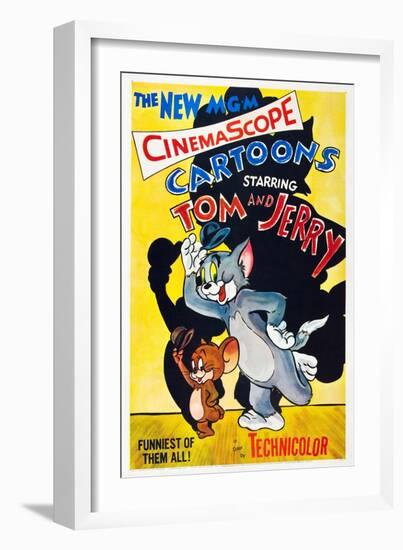 TOM AND JERRY, from left: Jerry the Mouse, Tom the cat, 1955.-null-Framed Art Print