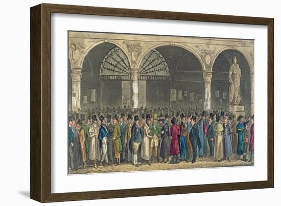 Tom and Jerry Visiting the Stock Exchange, from 'Life in London' by Pierce Egan, 1821-Isaac Robert Cruikshank-Framed Giclee Print