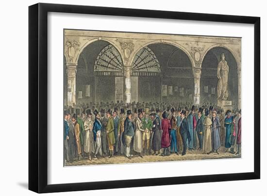 Tom and Jerry Visiting the Stock Exchange, from 'Life in London' by Pierce Egan, 1821-Isaac Robert Cruikshank-Framed Giclee Print