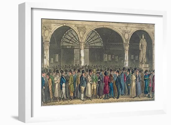 Tom and Jerry Visiting the Stock Exchange, from 'Life in London' by Pierce Egan, 1821-Isaac Robert Cruikshank-Framed Giclee Print