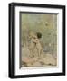 Tom and the Water Baby Hug and Kiss, Whilst a Startled Fish Looks On-null-Framed Art Print