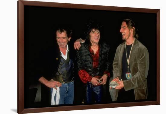 Tom Cruise Chatting with Keith Richards and Ron Wood before Rolling Stones Concert, Las Vegas-null-Framed Photographic Print