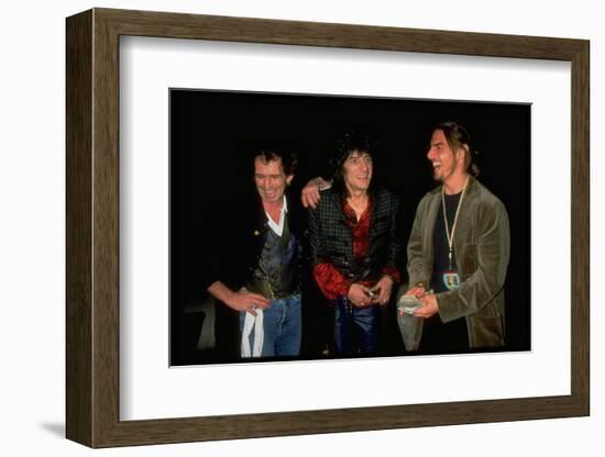 Tom Cruise Chatting with Keith Richards and Ron Wood before Rolling Stones Concert, Las Vegas-null-Framed Photographic Print