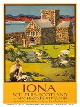 Iona - See this Scotland by MacBraynes Steamers - Celtic Cross at Iona Abbey-Tom Gilfillan-Laminated Art Print