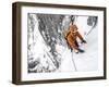 Tom Grant Arriving in the Upper Couloir Nord Des Drus, Chamonix, France-Ben Tibbetts-Framed Photographic Print