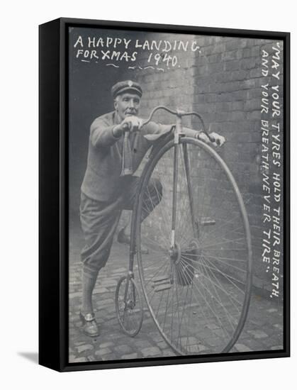 Tom Hughes with the Bicycle He Purchased in 1887-null-Framed Stretched Canvas