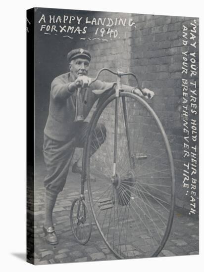 Tom Hughes with the Bicycle He Purchased in 1887-null-Stretched Canvas