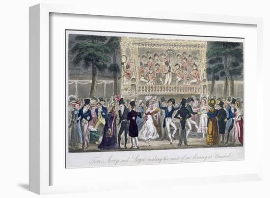 Tom, Jerry and Logic Making the Most of an Evening at Vauxhall, Life in London, Egan, 1821-I. Robert Cruikshank-Framed Giclee Print