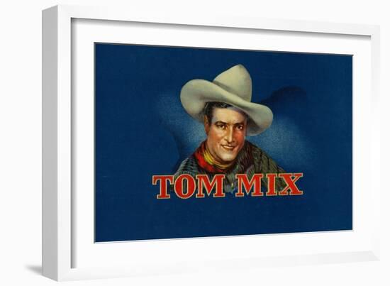 Tom Mix Brand Cigar Box Label, Famous Western American Actor-Lantern Press-Framed Art Print