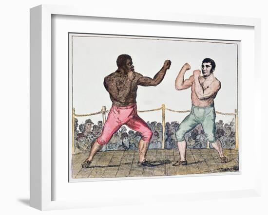 Tom Molineaux Versus Tom Cribb, 28th September, 1811 at Thistleton, England (Colour Litho)-English-Framed Giclee Print
