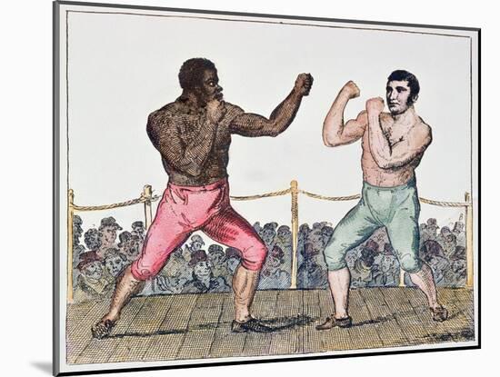 Tom Molineaux Versus Tom Cribb, 28th September, 1811 at Thistleton, England (Colour Litho)-English-Mounted Giclee Print