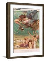 Tom Saw Fairies Carry Baby and Cradle Gently Down in their Soft Arms-Arthur A. Dixon-Framed Giclee Print