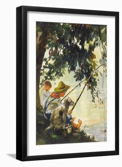 Tom Sawyer Fishing-Howard Pyle-Framed Art Print